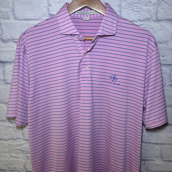 Holderness & Bourne Other - Holderness & Bourne Mens Tailored Fit Striped Golf Polo Shirt Pink Blue Size L